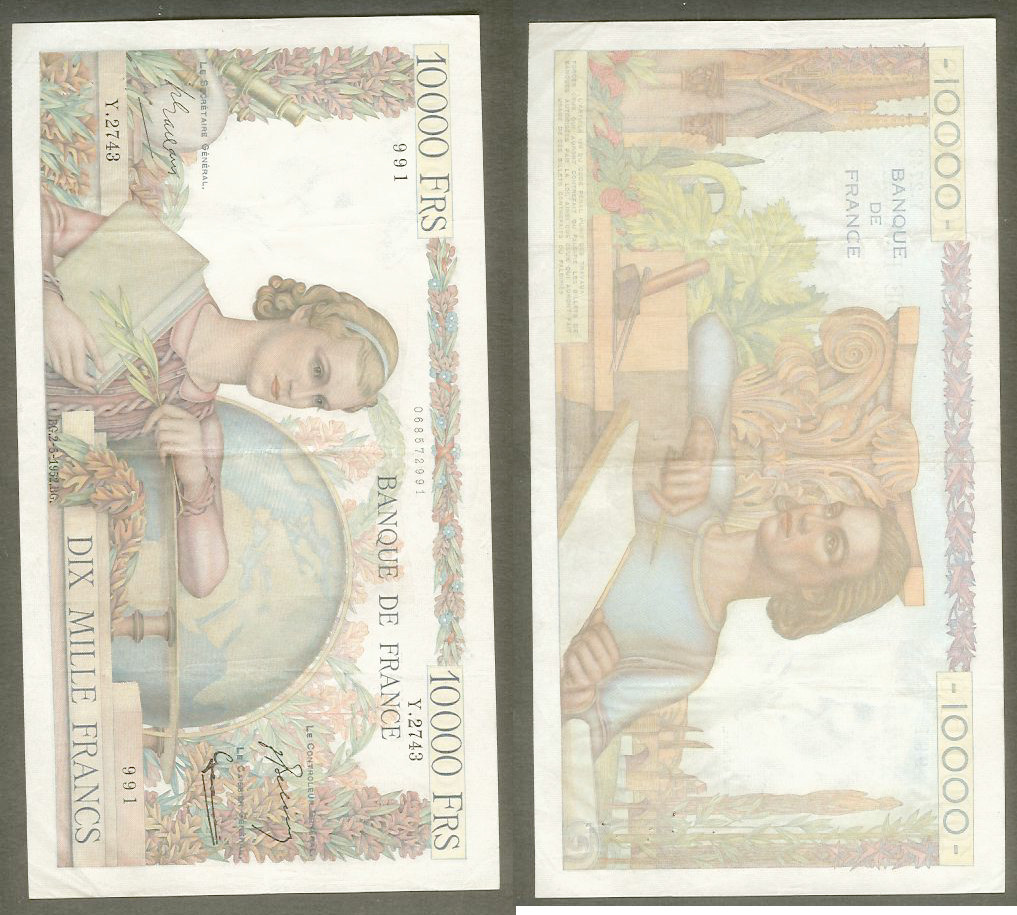 10000 Francs GÉNIE FRANÇAIS FRANCE 2.5.1952 TTB+